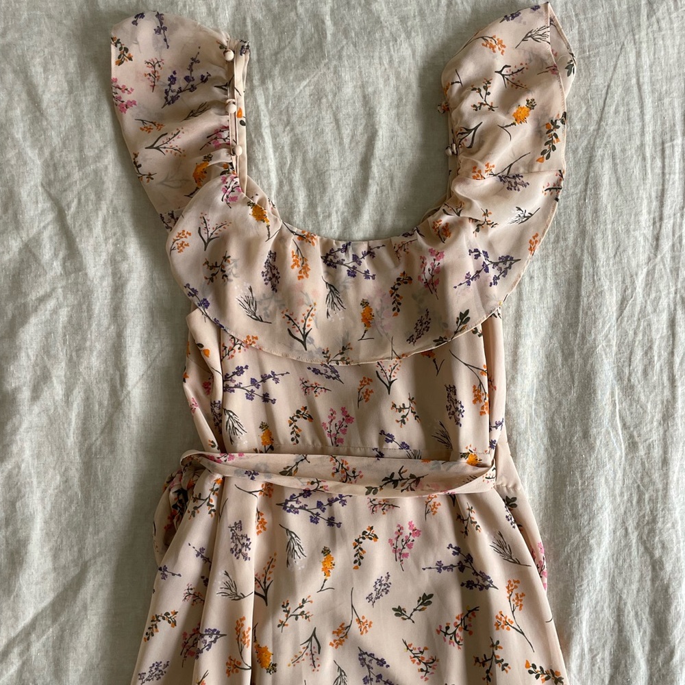 *SOLD* Rebecca Minkoff Jessica Ruffled Floral-Print Midi Wrap Dress - Picture 13 of 14